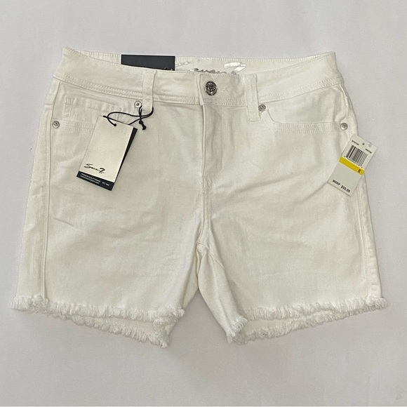 SEVEN 7 Womens White Denim 5 Pocket Shorts Size 8 - Picture 1 of 12